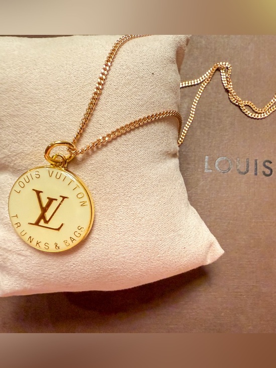 Louis Vuitton Jewelry - Louis Vuitton Gold and Cream Round LV Pendant Necklace